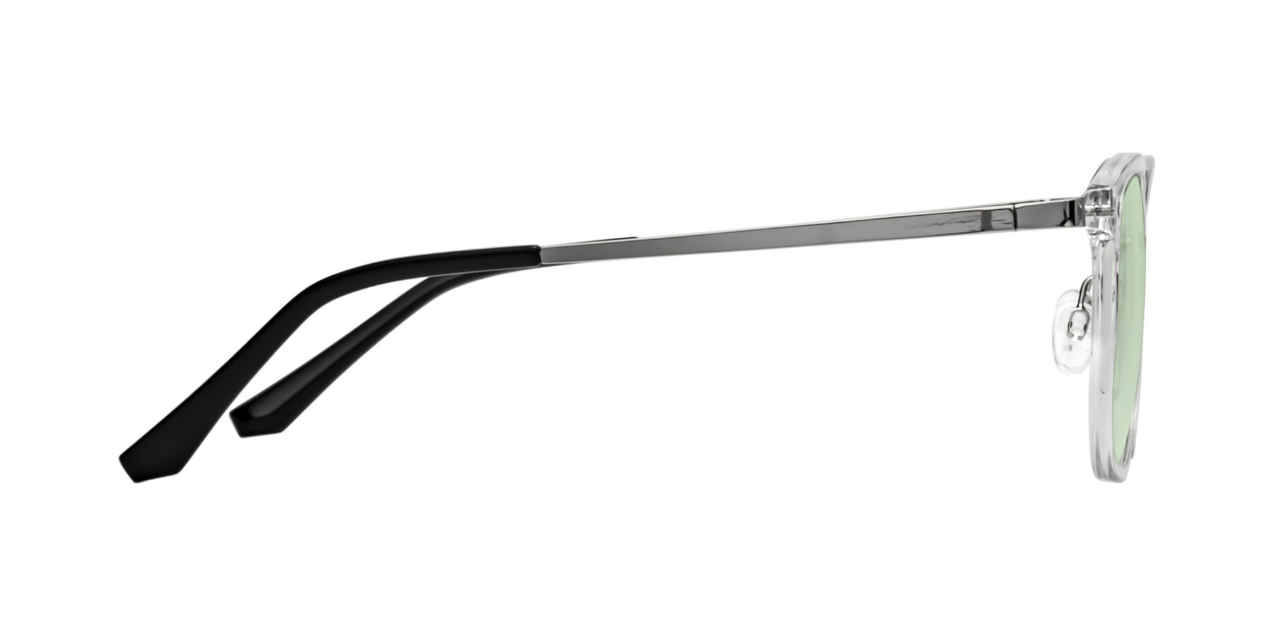 Side of Timeless in Clear with Light Green Tinted Lenses