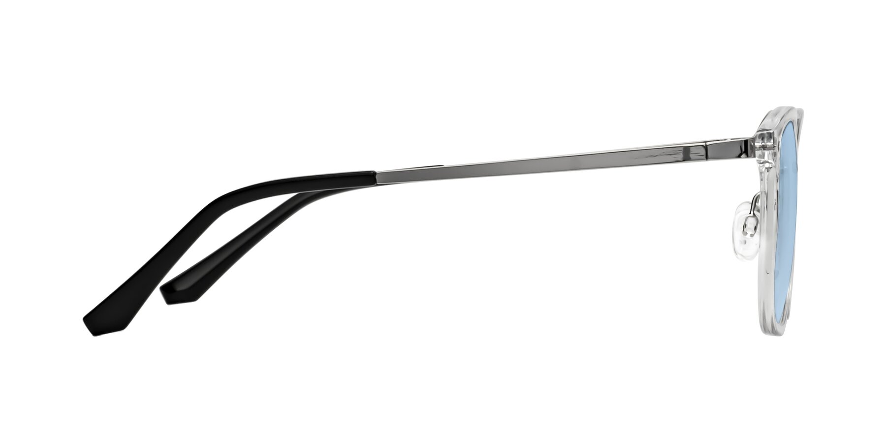Side of Timeless in Clear with Light Blue Tinted Lenses