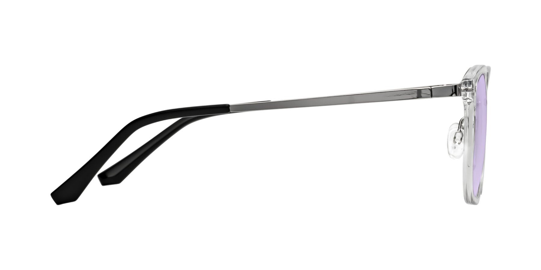 Side of Timeless in Clear with Light Purple Tinted Lenses