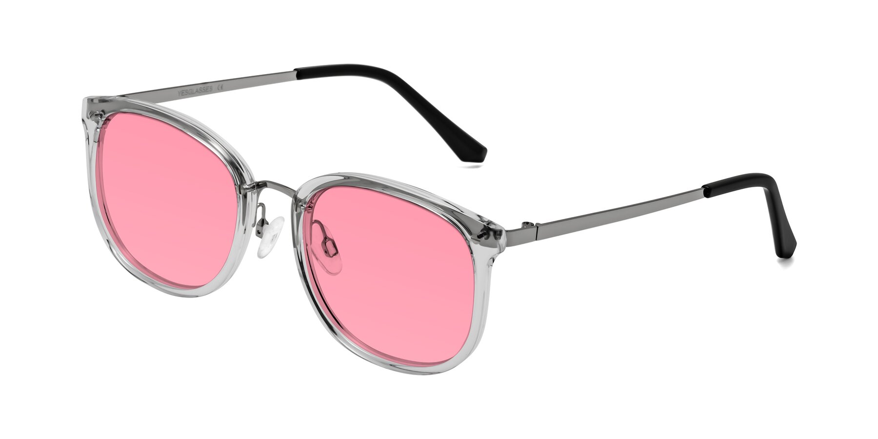 Angle of Timeless in Clear with Pink Tinted Lenses