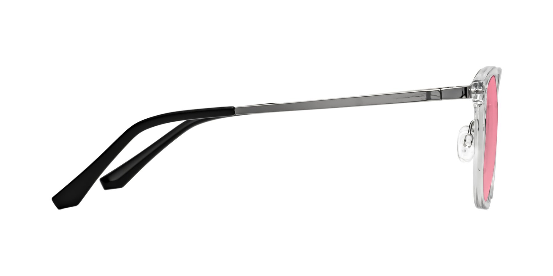 Side of Timeless in Clear with Pink Tinted Lenses