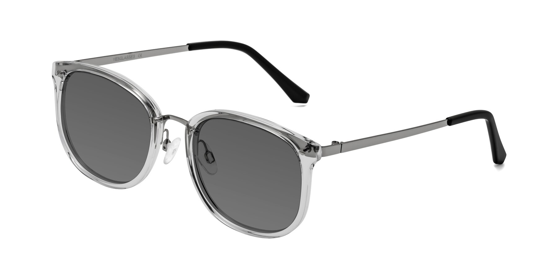 Angle of Timeless in Clear with Medium Gray Tinted Lenses
