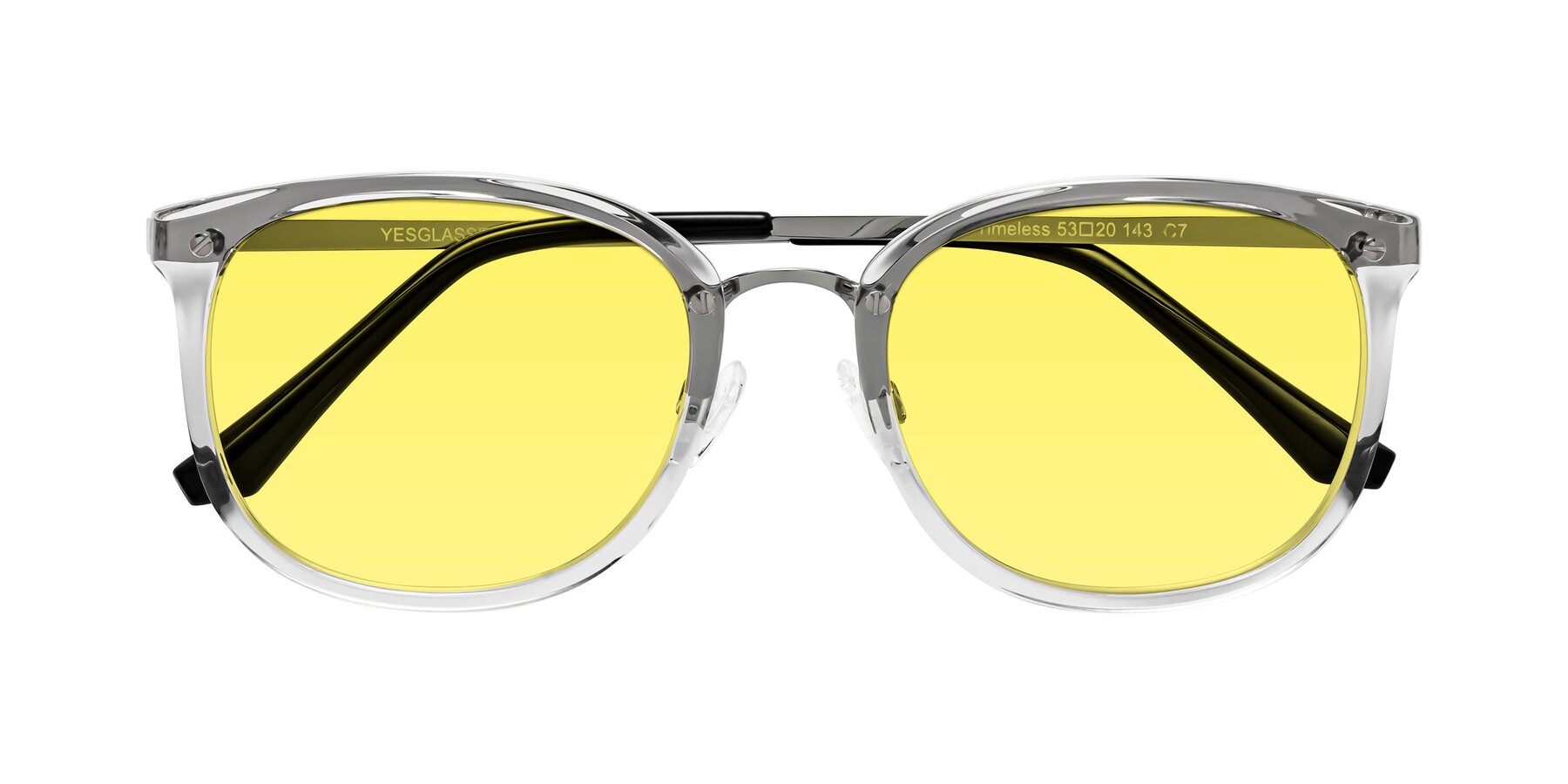 Folded Front of Timeless in Clear with Medium Yellow Tinted Lenses
