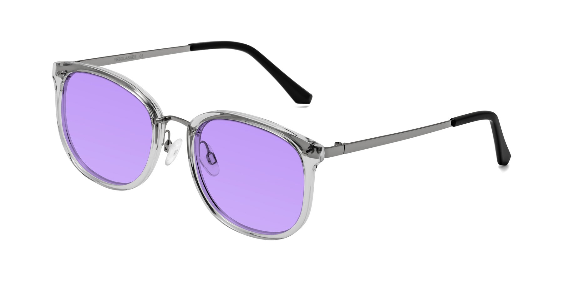 Angle of Timeless in Clear with Medium Purple Tinted Lenses