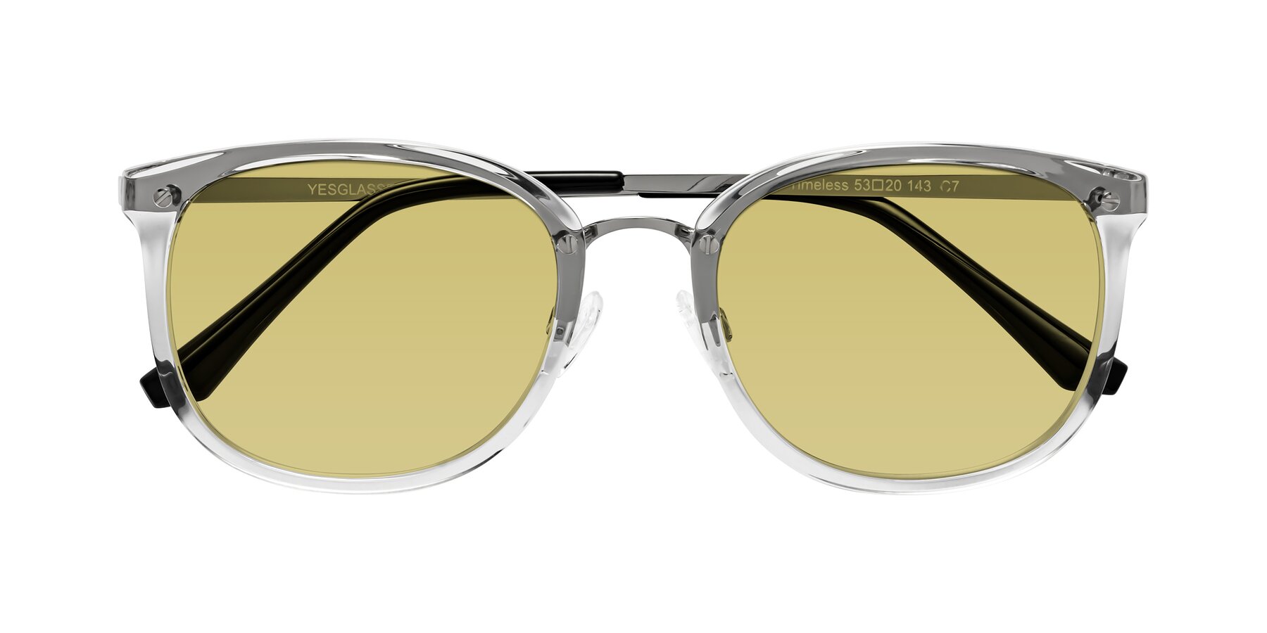 Folded Front of Timeless in Clear with Medium Champagne Tinted Lenses
