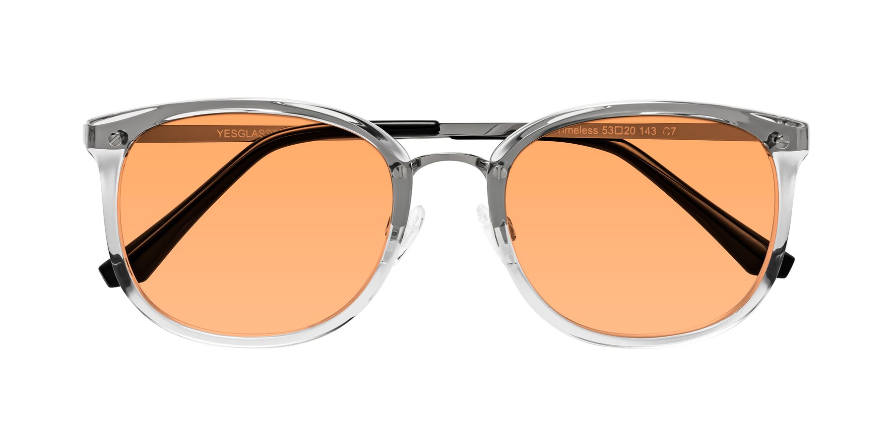 Folded Front of Timeless in Clear with Medium Orange Tinted Lenses