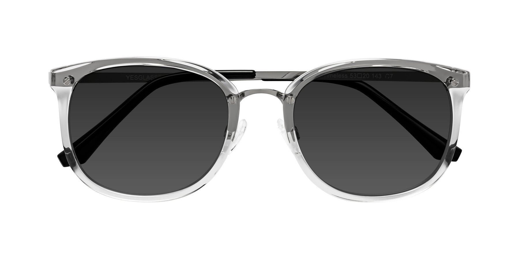 Folded Front of Timeless in Clear with Gray Tinted Lenses
