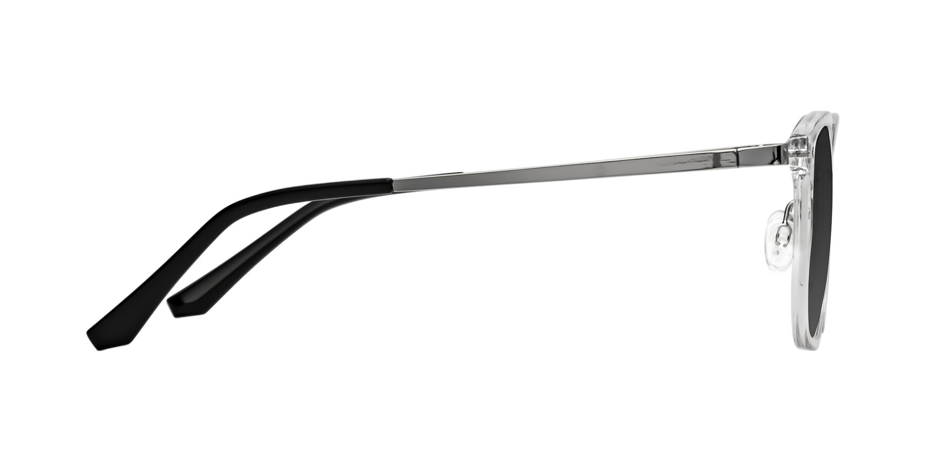 Side of Timeless in Clear with Gray Tinted Lenses