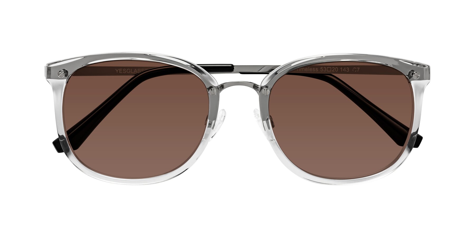 Folded Front of Timeless in Clear with Brown Tinted Lenses