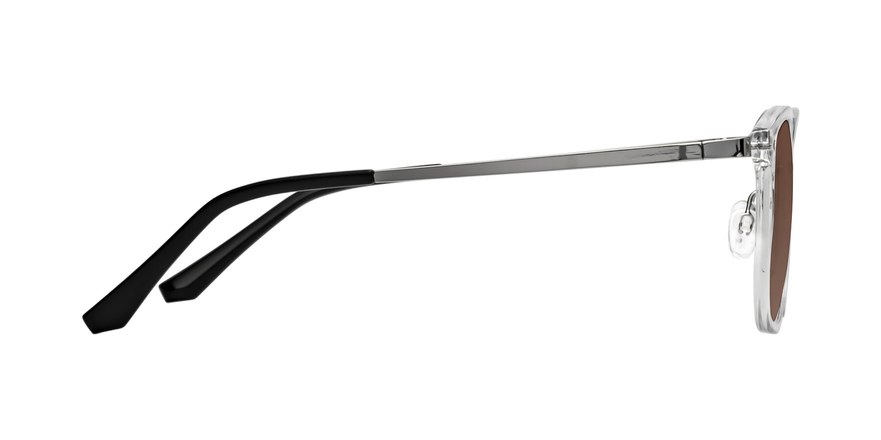 Side of Timeless in Clear with Brown Tinted Lenses