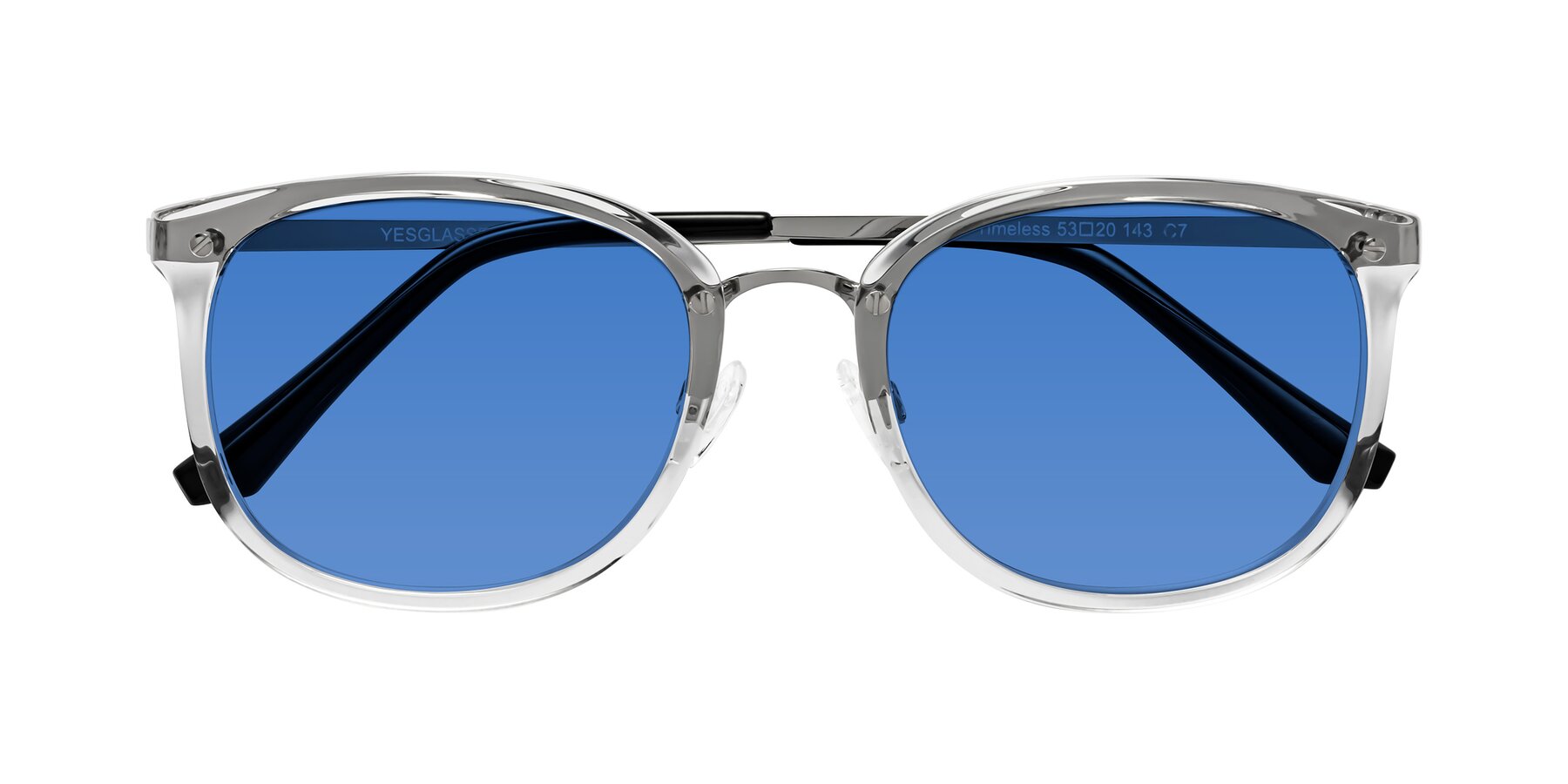 Folded Front of Timeless in Clear with Blue Tinted Lenses