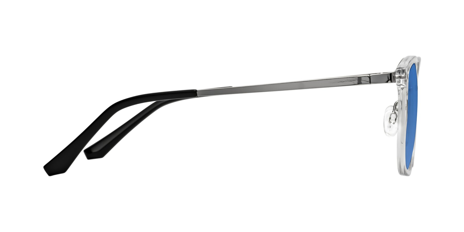 Side of Timeless in Clear with Blue Tinted Lenses