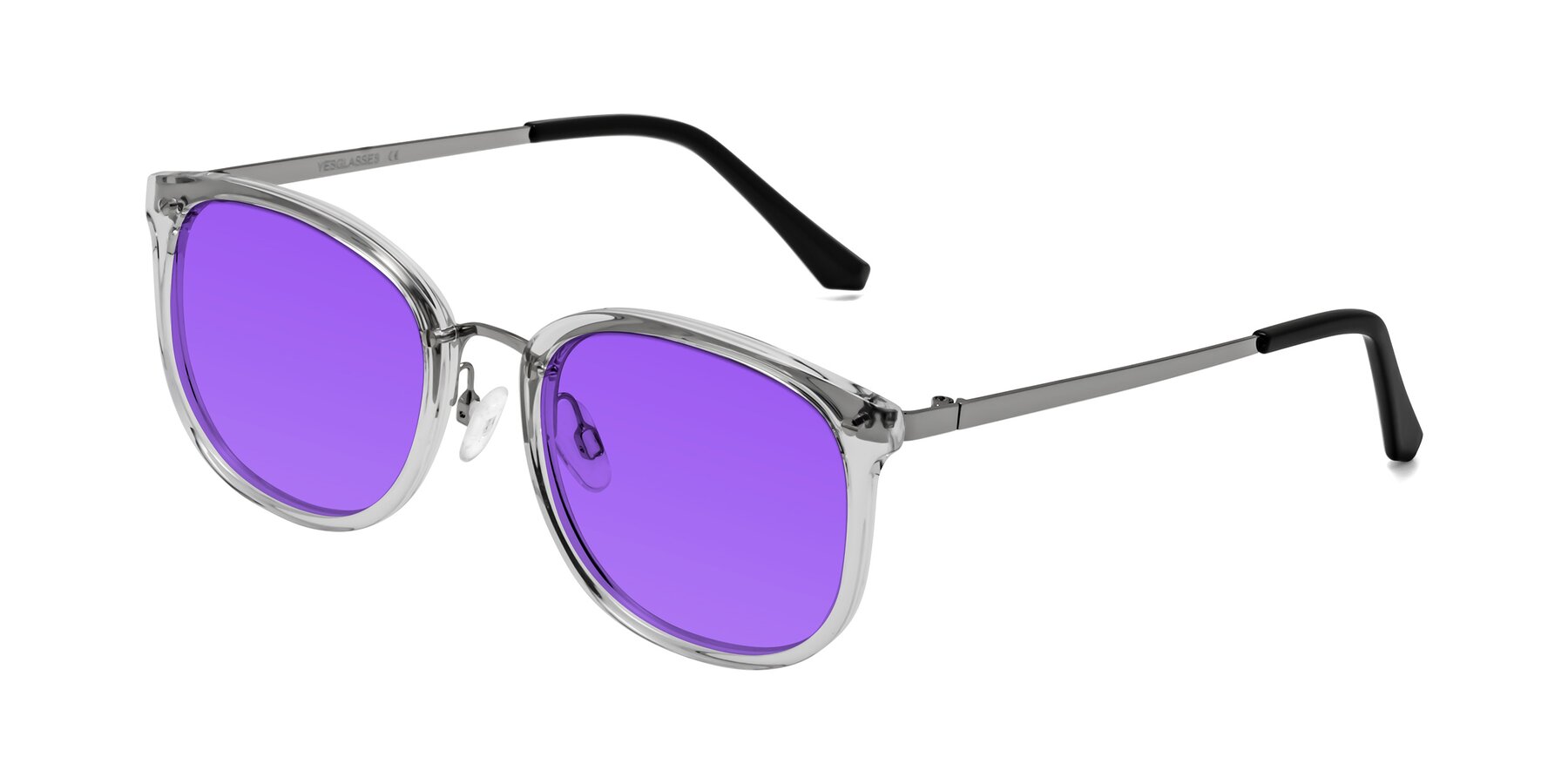 Angle of Timeless in Clear with Purple Tinted Lenses