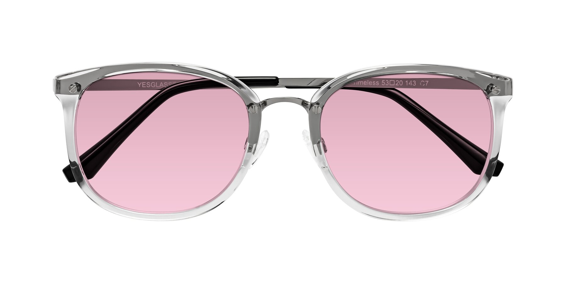 Folded Front of Timeless in Clear with Light Wine Tinted Lenses