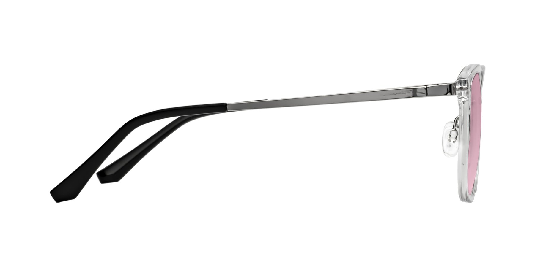 Side of Timeless in Clear with Light Wine Tinted Lenses