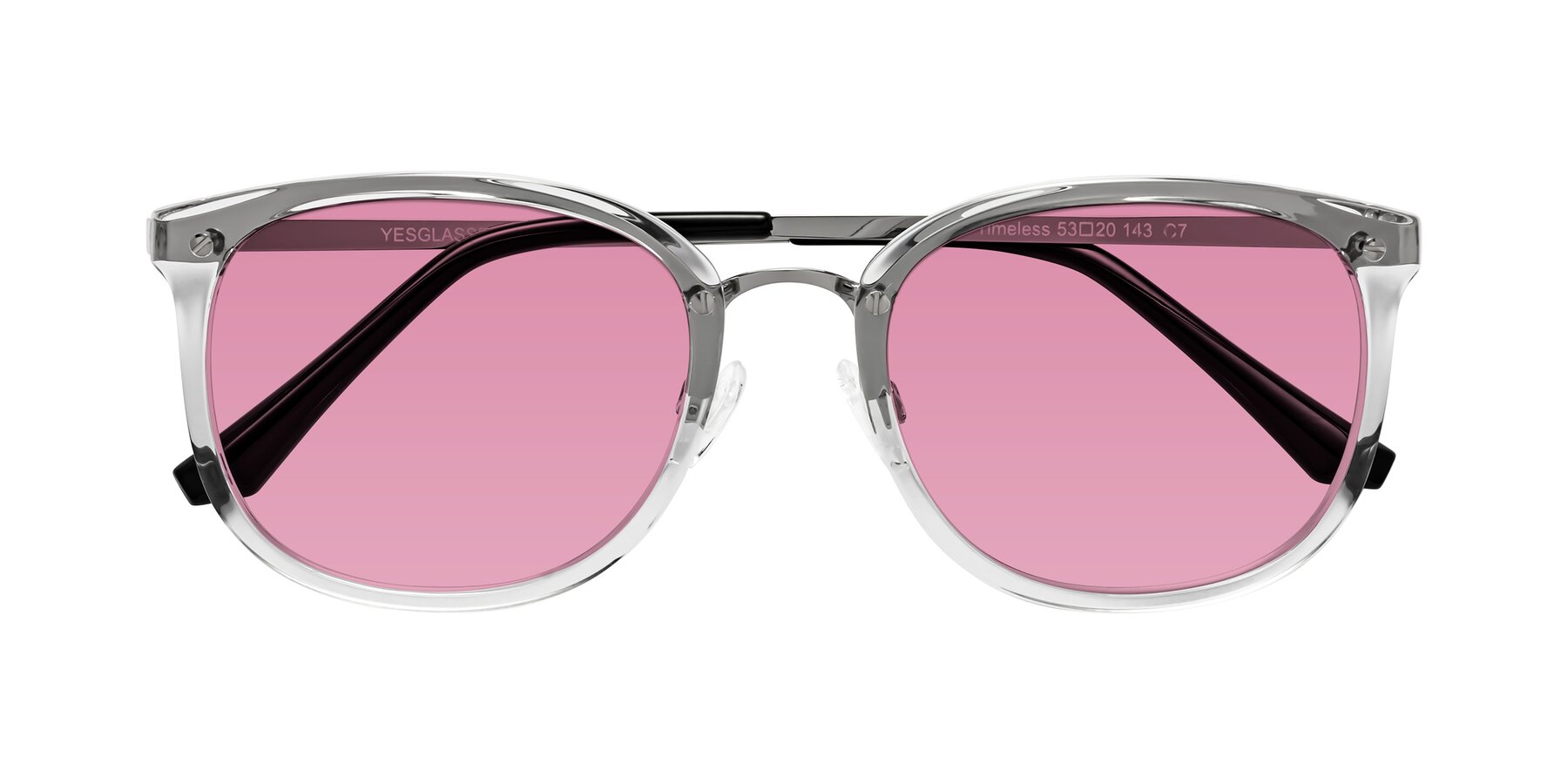 Folded Front of Timeless in Clear with Medium Wine Tinted Lenses