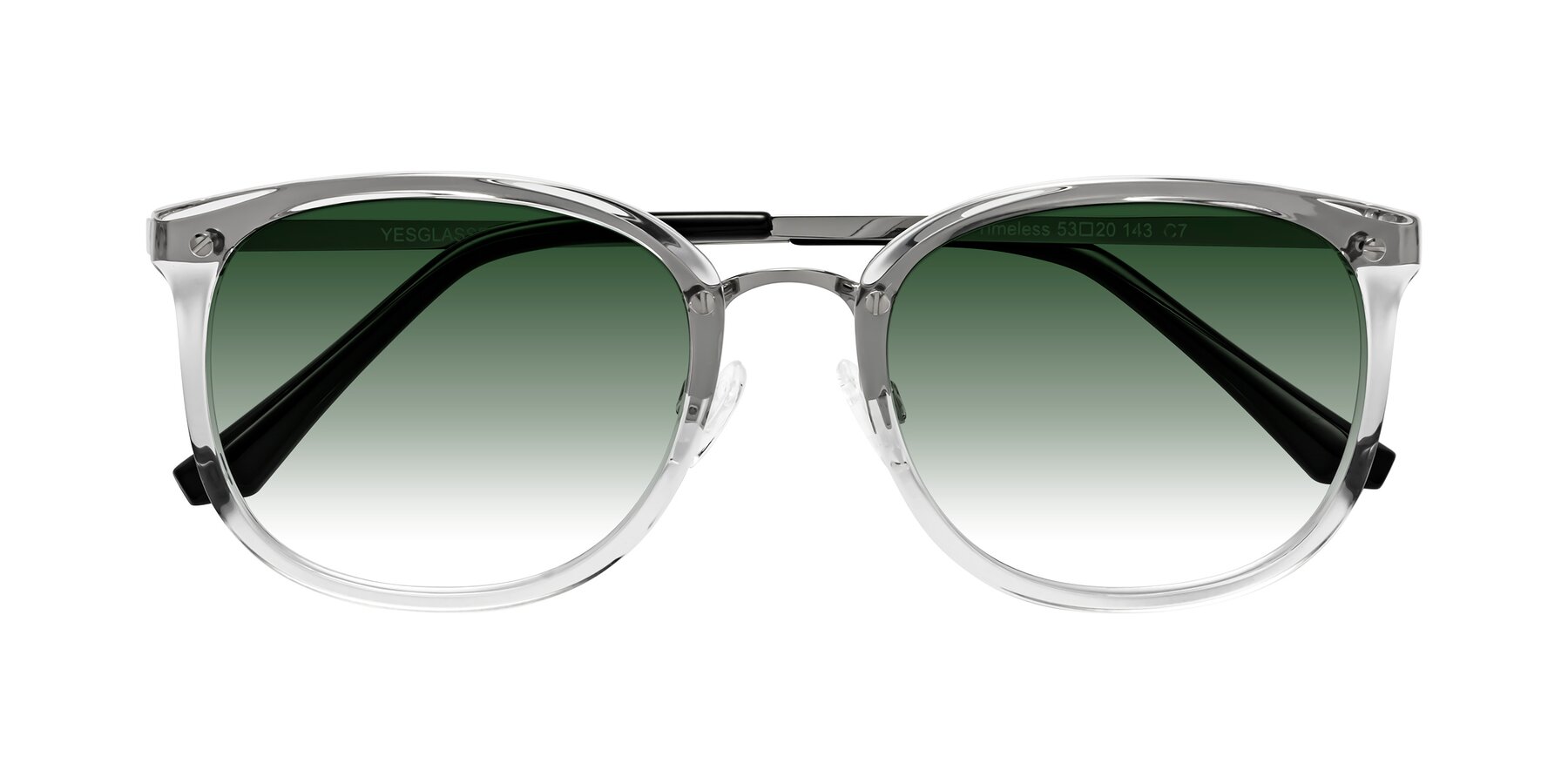 Folded Front of Timeless in Clear with Green Gradient Lenses