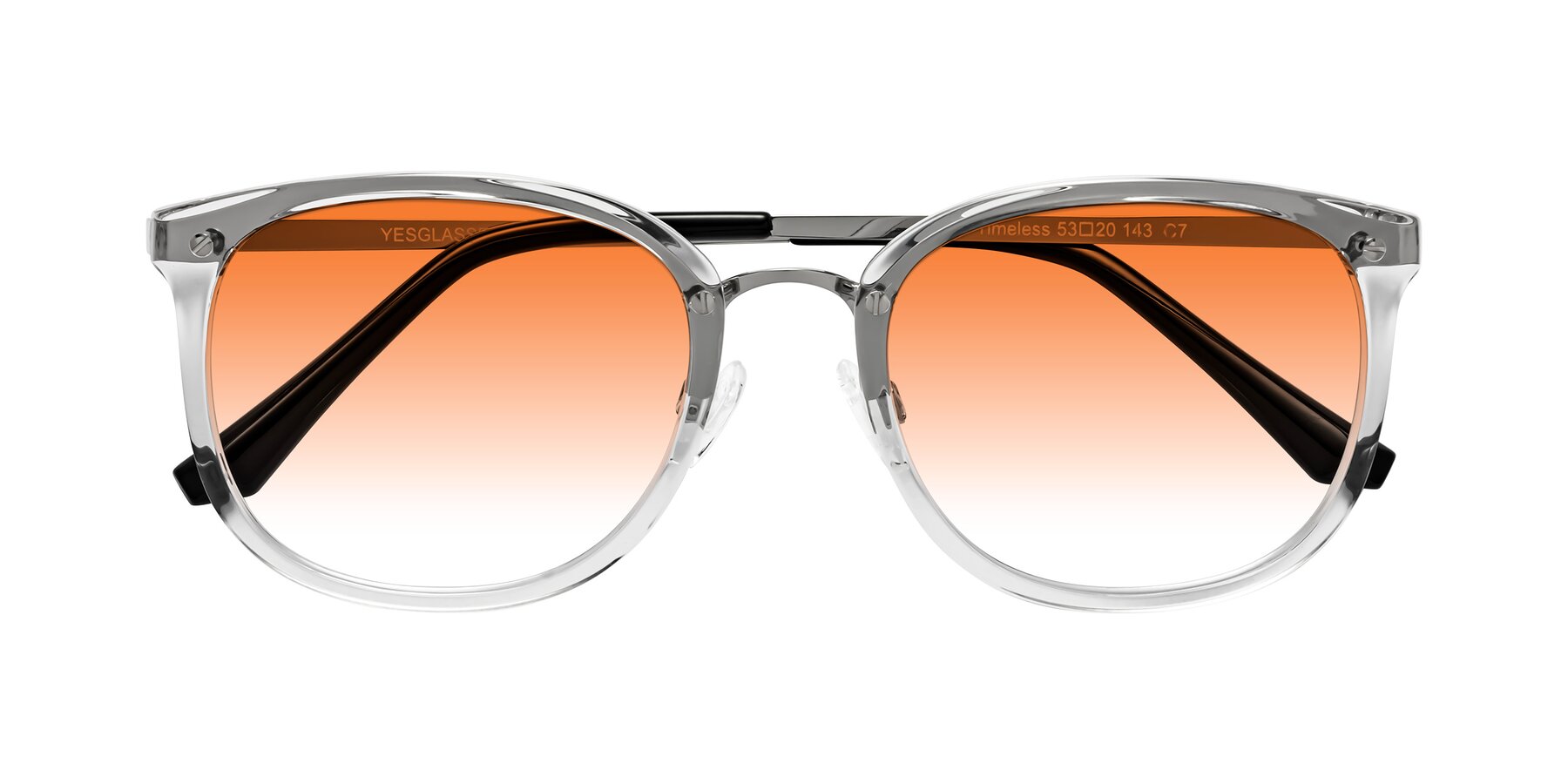 Folded Front of Timeless in Clear with Orange Gradient Lenses