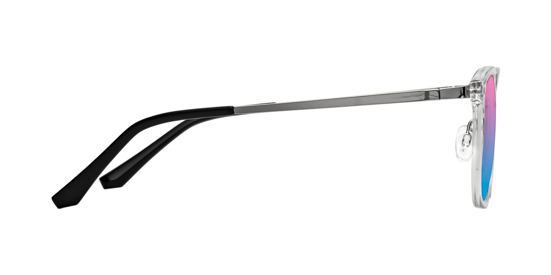 Side of Timeless in Clear with Pink / Blue Gradient Lenses