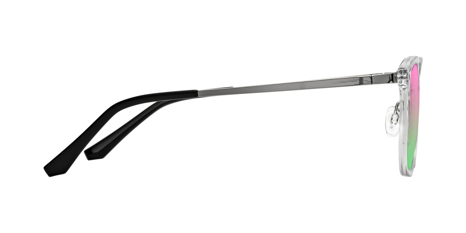 Side of Timeless in Clear with Pink / Green Gradient Lenses