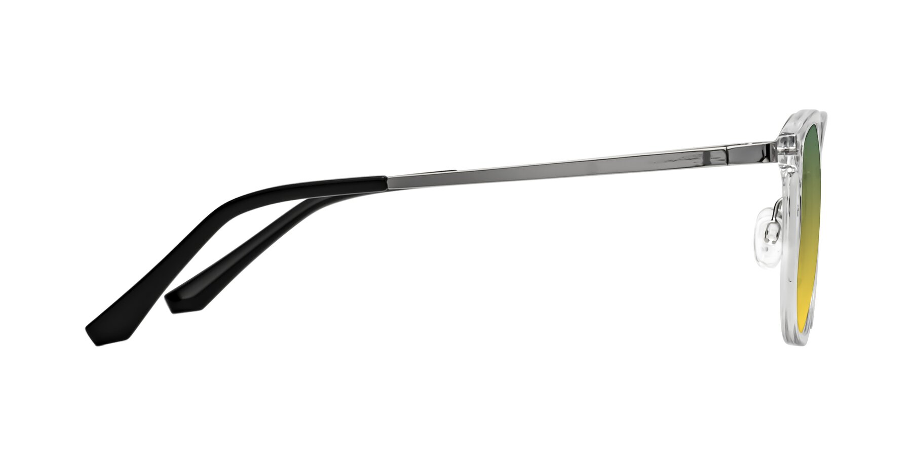 Side of Timeless in Clear with Green / Yellow Gradient Lenses
