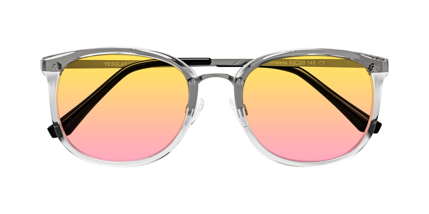 Folded Front of Timeless in Clear with Yellow / Pink Gradient Lenses