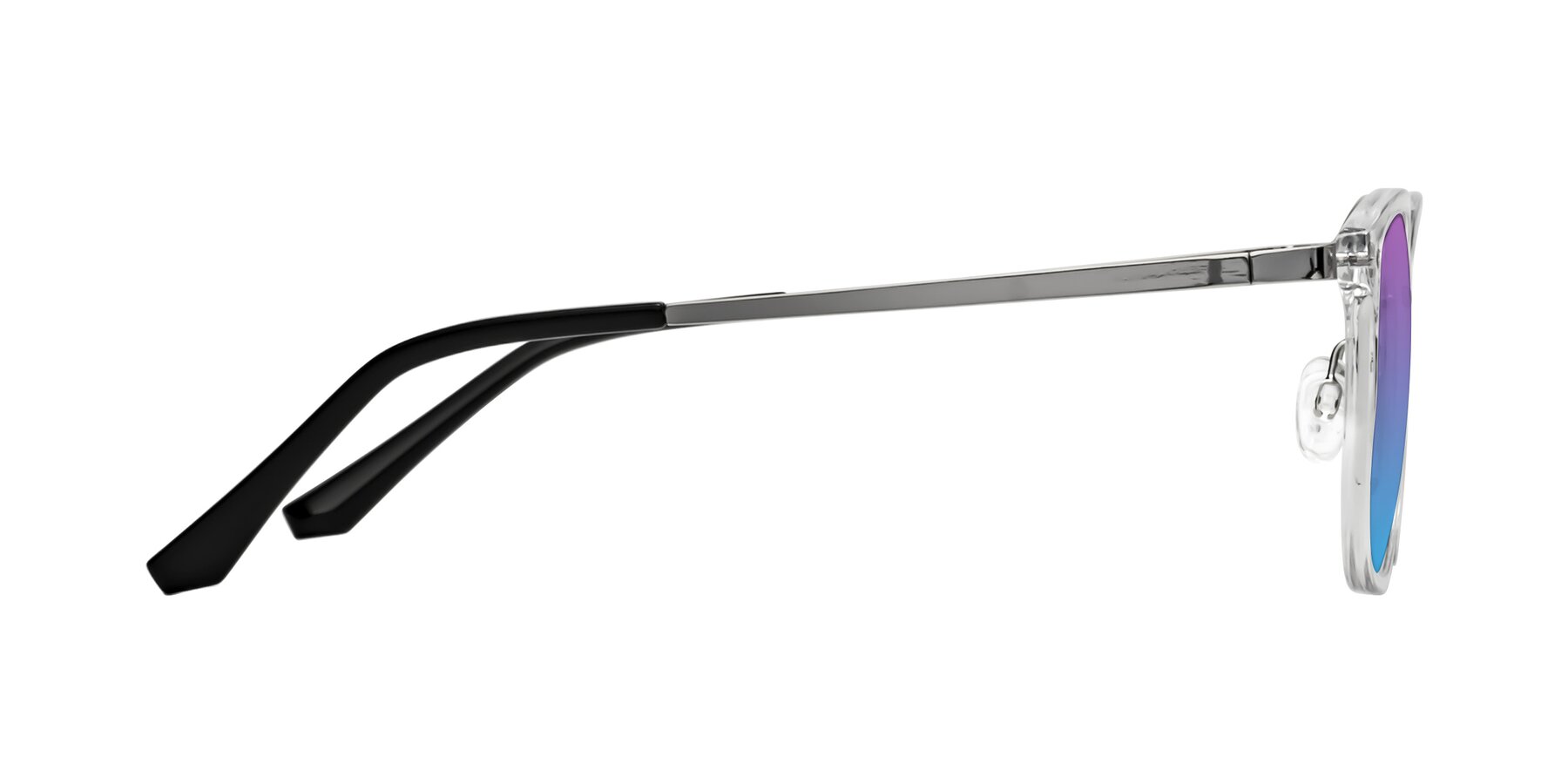 Side of Timeless in Clear with Purple / Blue Gradient Lenses