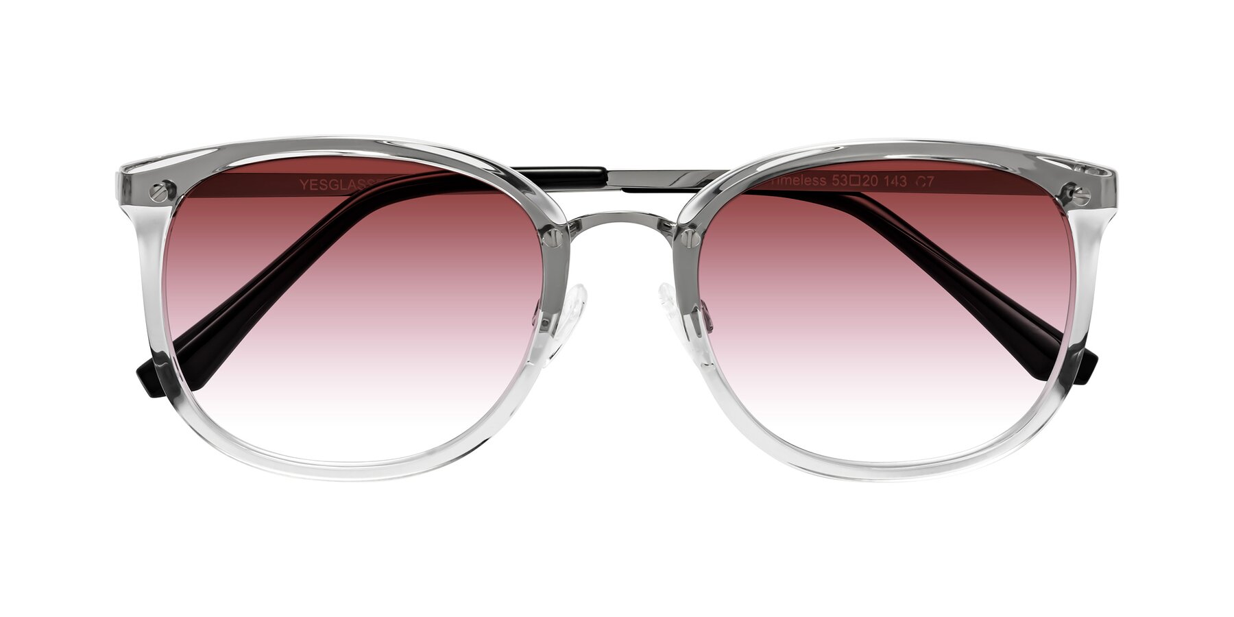 Folded Front of Timeless in Clear with Garnet Gradient Lenses