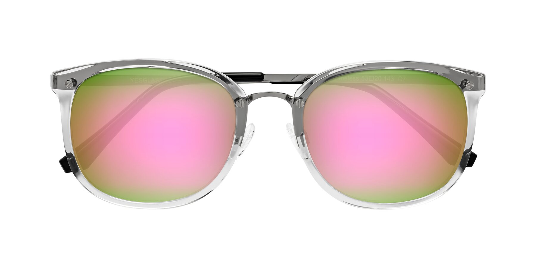 Folded Front of Timeless in Clear with Pink Mirrored Lenses
