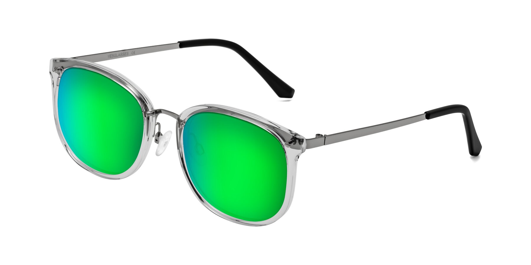 Angle of Timeless in Clear with Green Mirrored Lenses