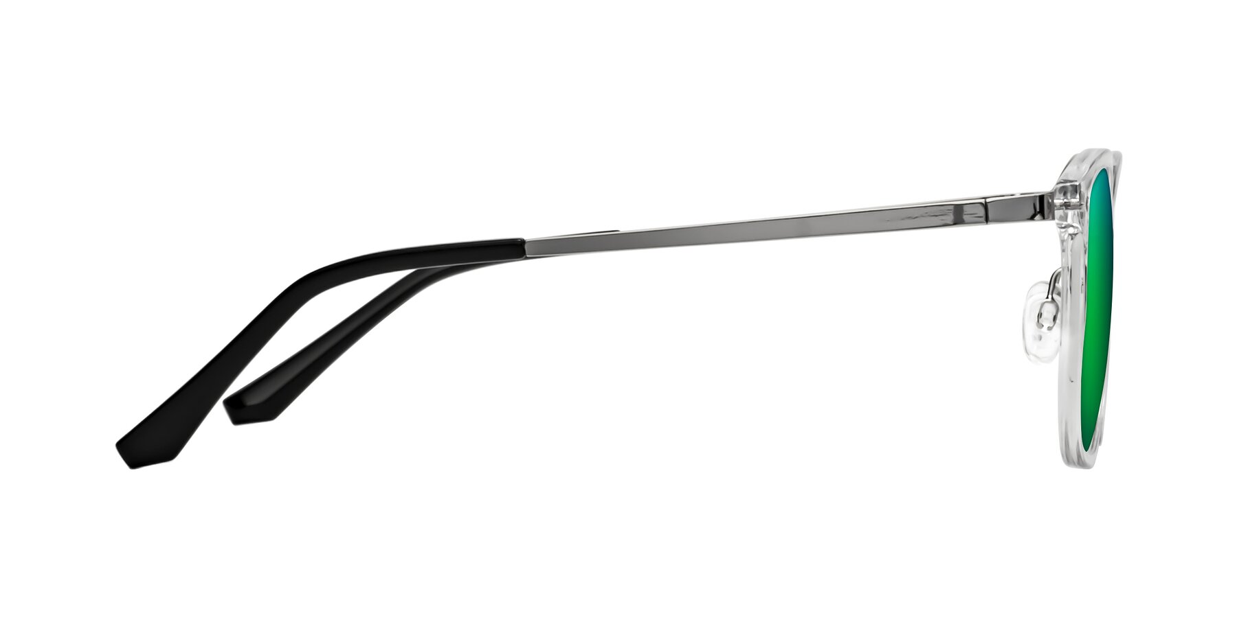Side of Timeless in Clear with Green Mirrored Lenses