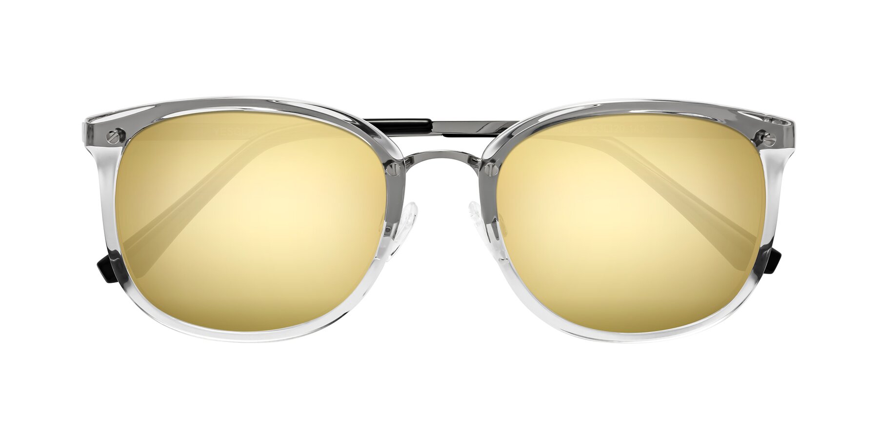 Folded Front of Timeless in Clear with Gold Mirrored Lenses