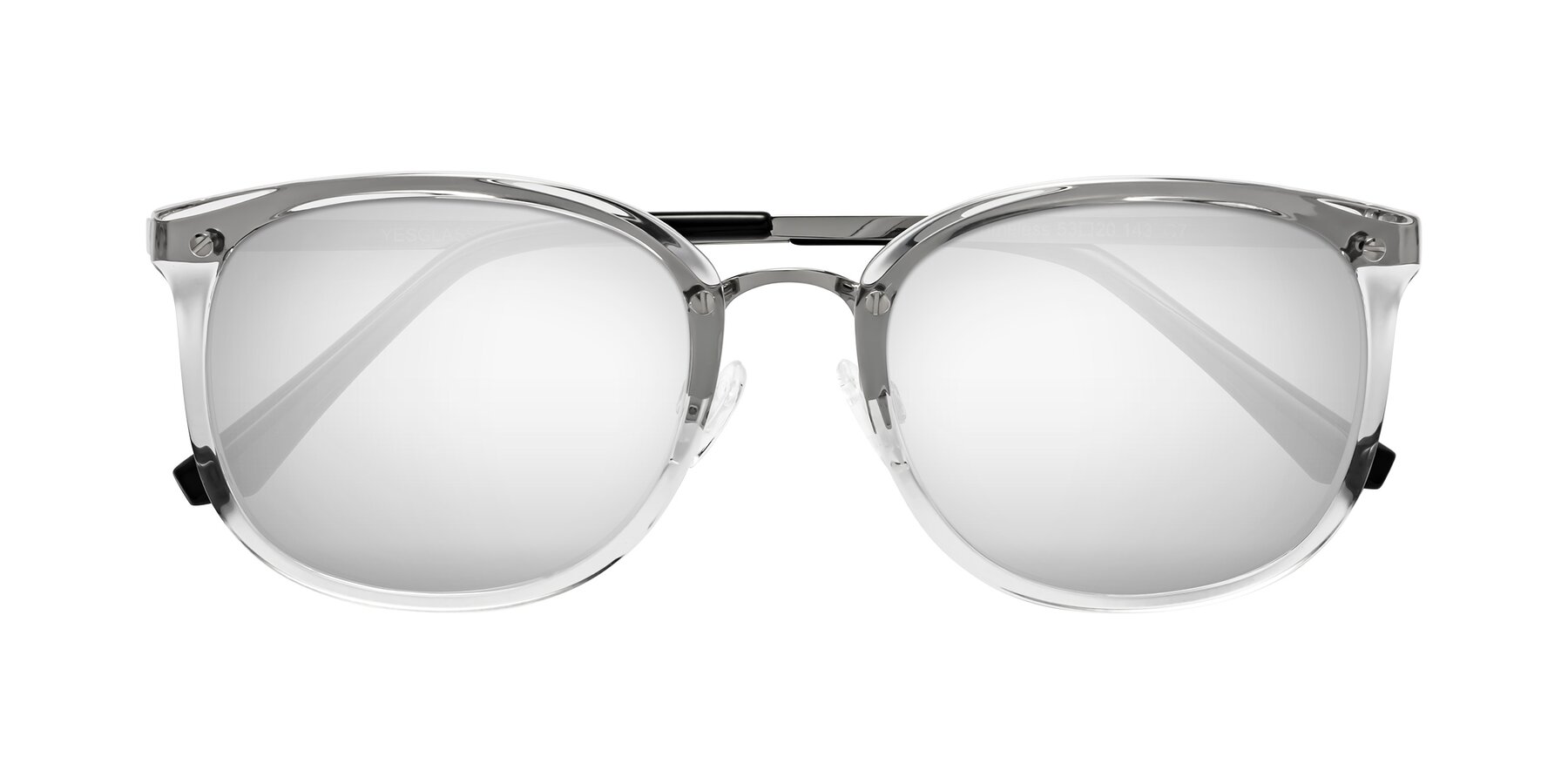 Folded Front of Timeless in Clear with Silver Mirrored Lenses