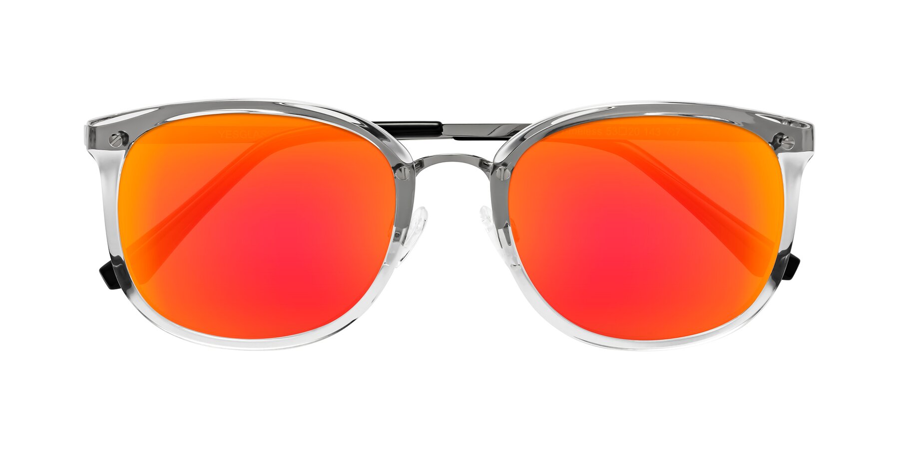 Folded Front of Timeless in Clear with Red Gold Mirrored Lenses