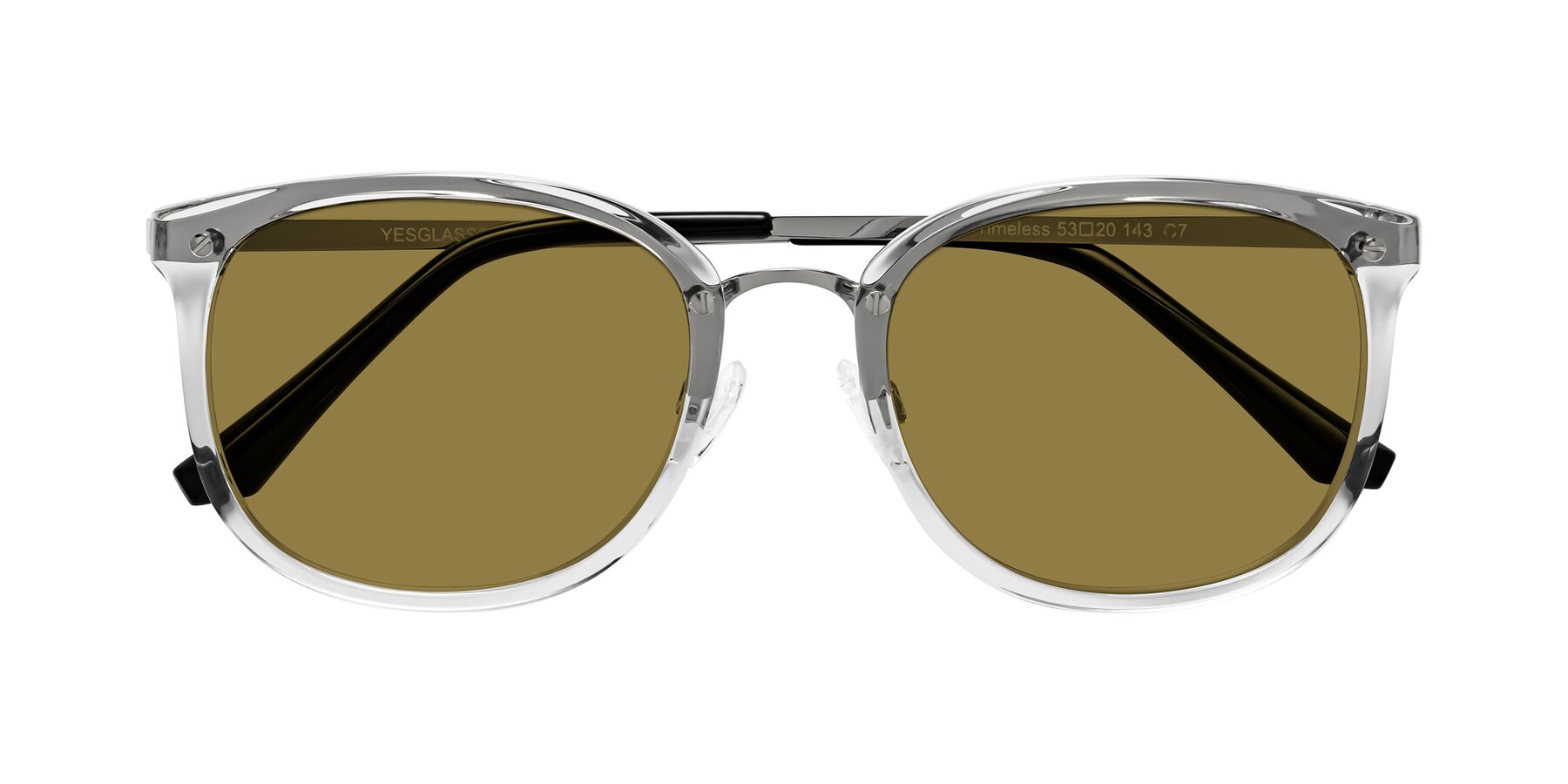 Folded Front of Timeless in Clear with Brown Polarized Lenses