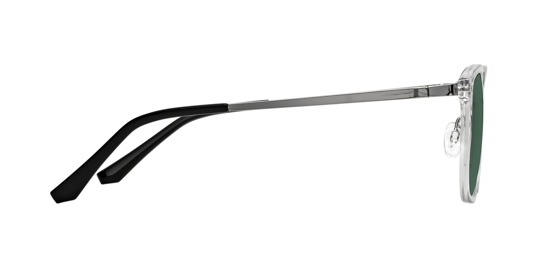Side of Timeless in Clear with Green Polarized Lenses