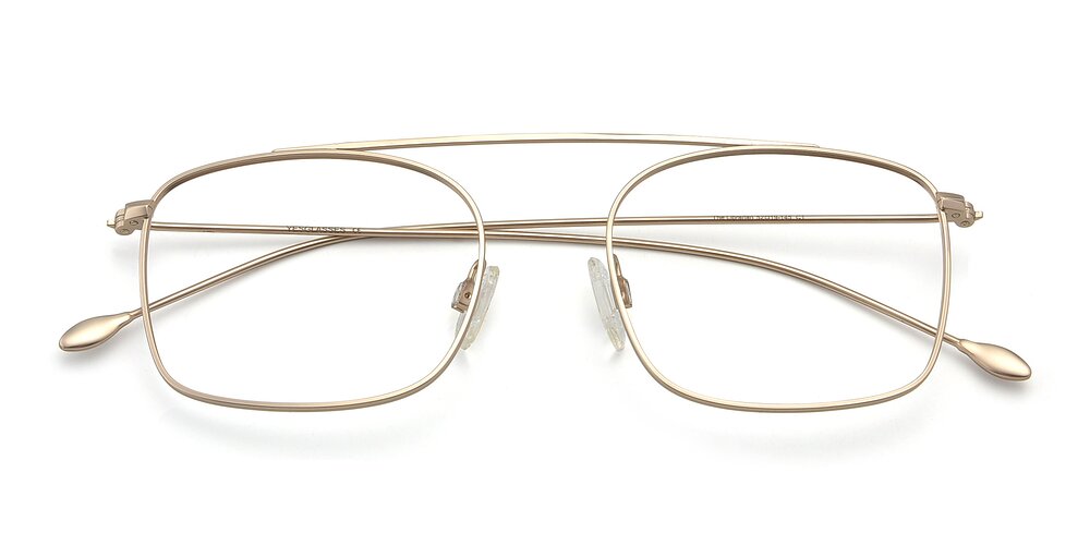 Shiny Gold Grandpa Thin Aviator Eyeglasses Yesterday