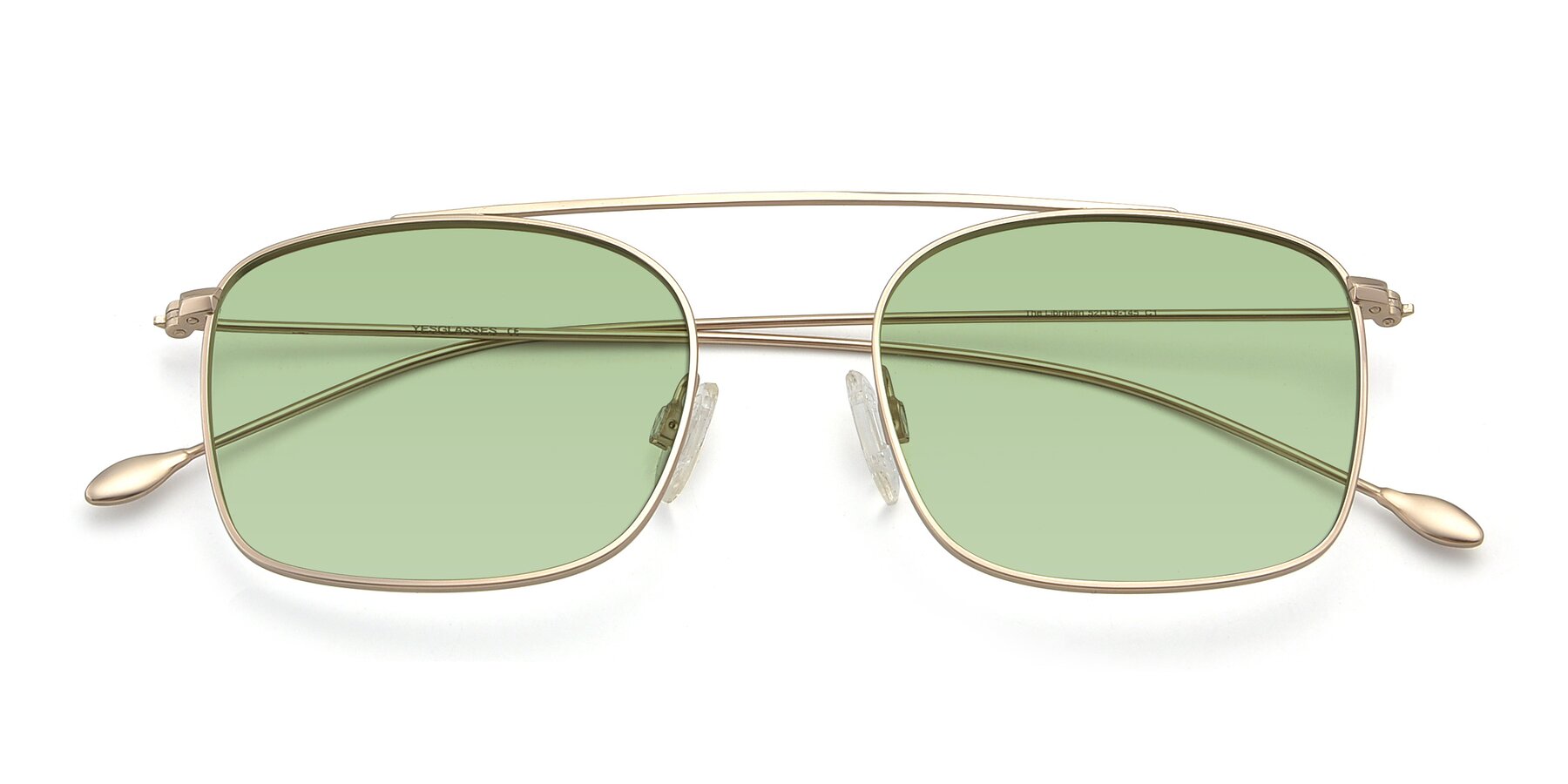 Folded Front of The Librarian in Copper with Medium Green Tinted Lenses