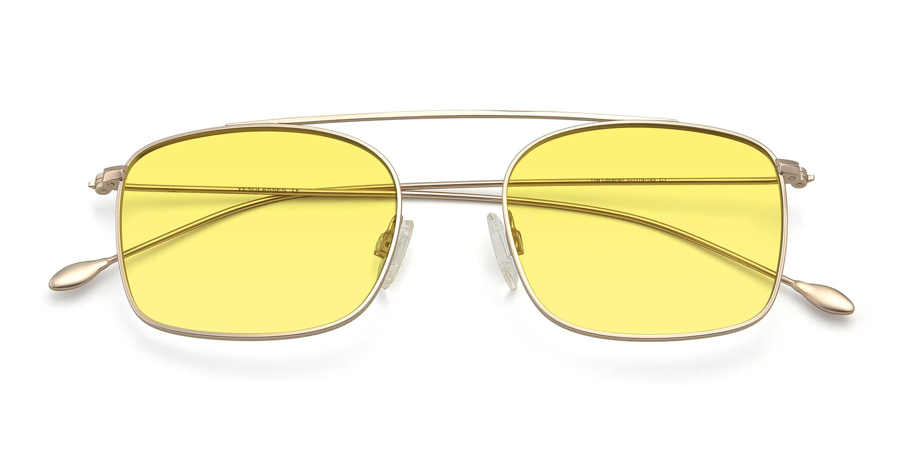 Folded Front of The Librarian in Copper with Medium Yellow Tinted Lenses