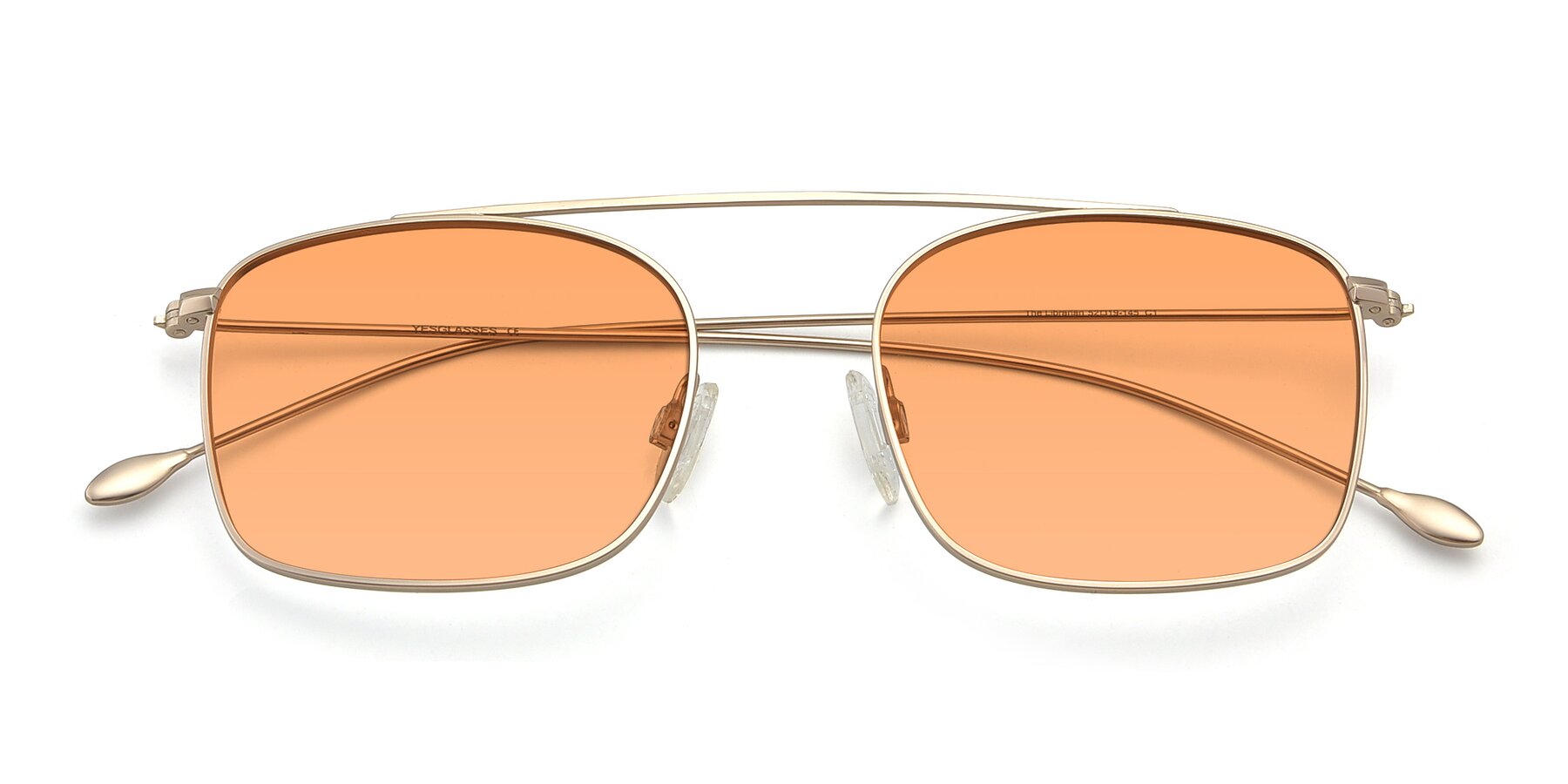 Folded Front of The Librarian in Copper with Medium Orange Tinted Lenses