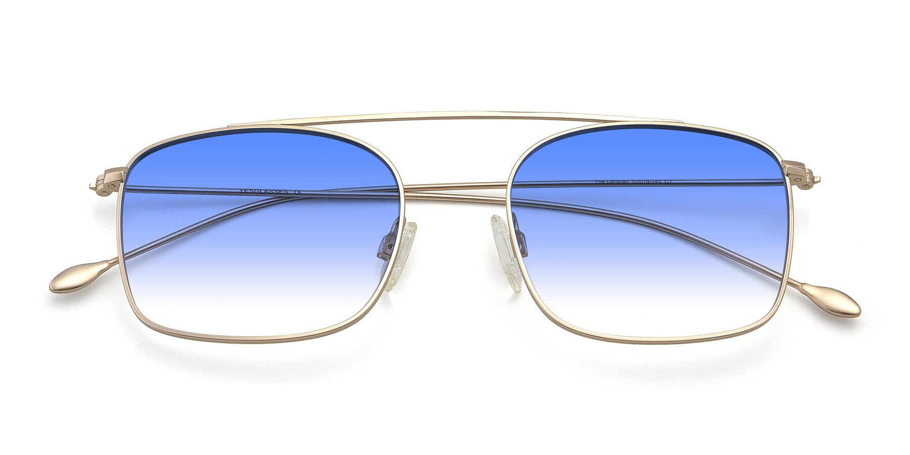 Folded Front of The Librarian in Copper with Blue Gradient Lenses