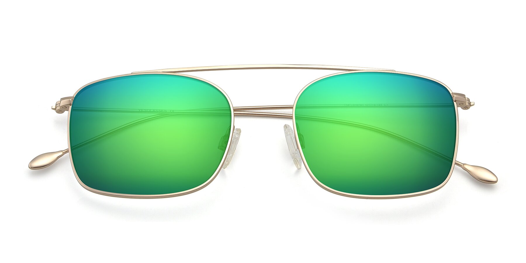 Folded Front of The Librarian in Copper with Green Mirrored Lenses