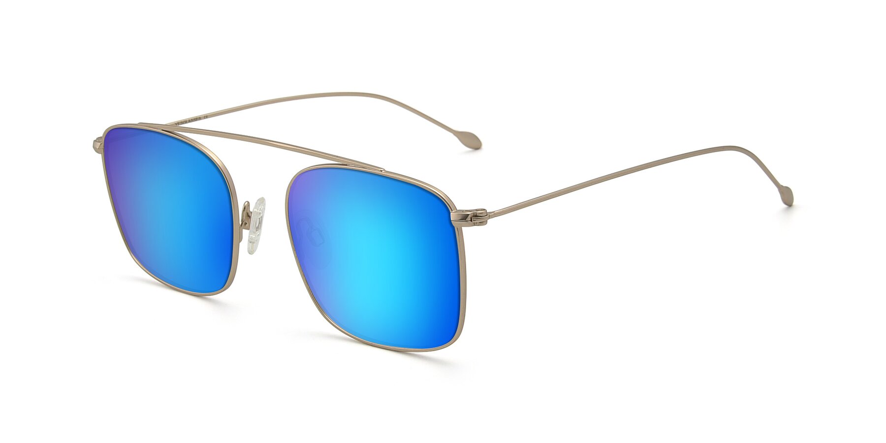 Angle of The Librarian in Copper with Blue Mirrored Lenses
