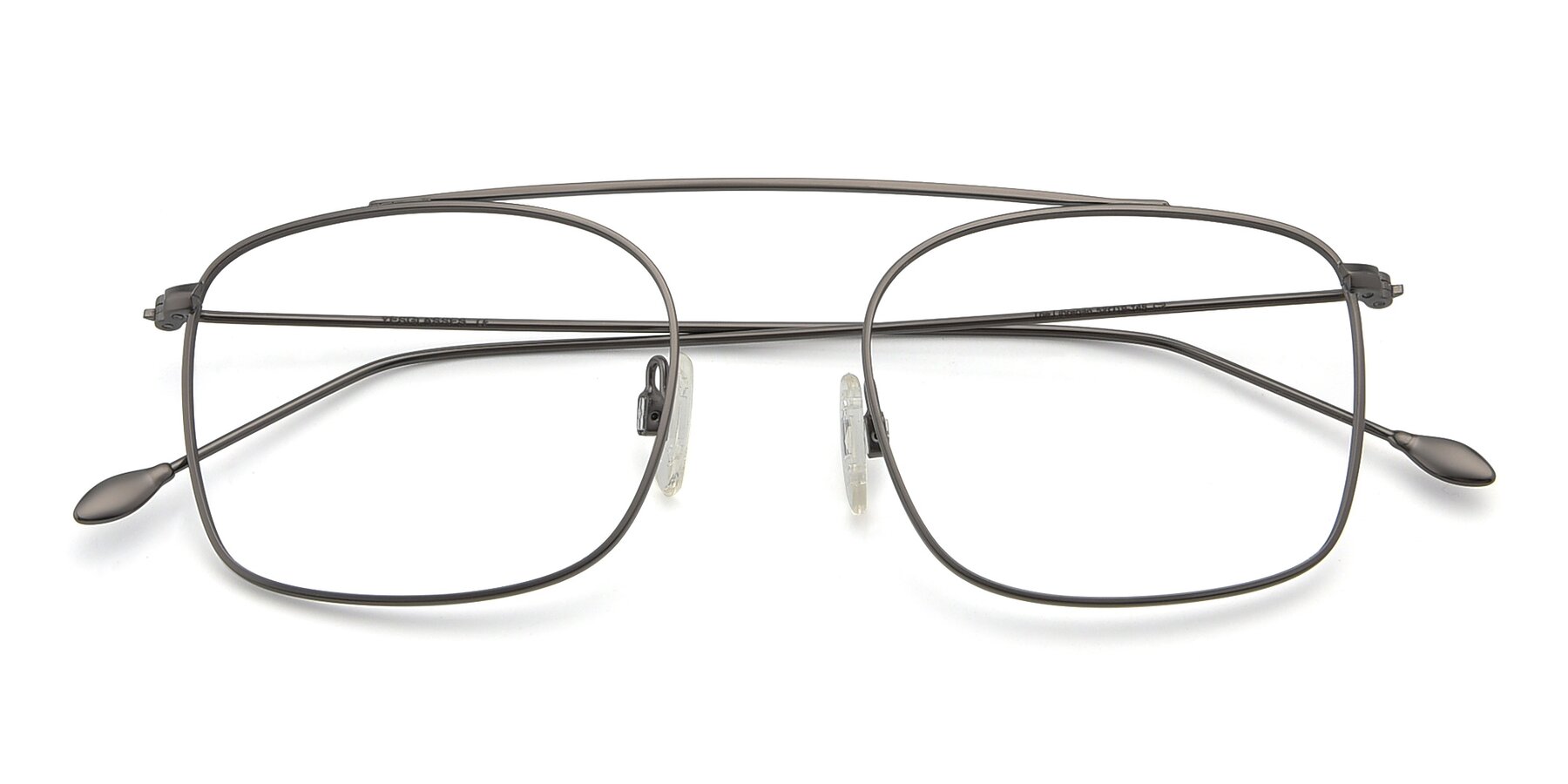 Folded Front of The Librarian in Gunmetal with Clear Eyeglass Lenses