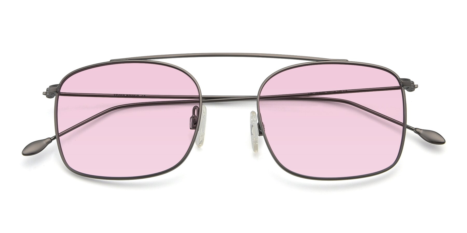Folded Front of The Librarian in Gunmetal with Light Pink Tinted Lenses
