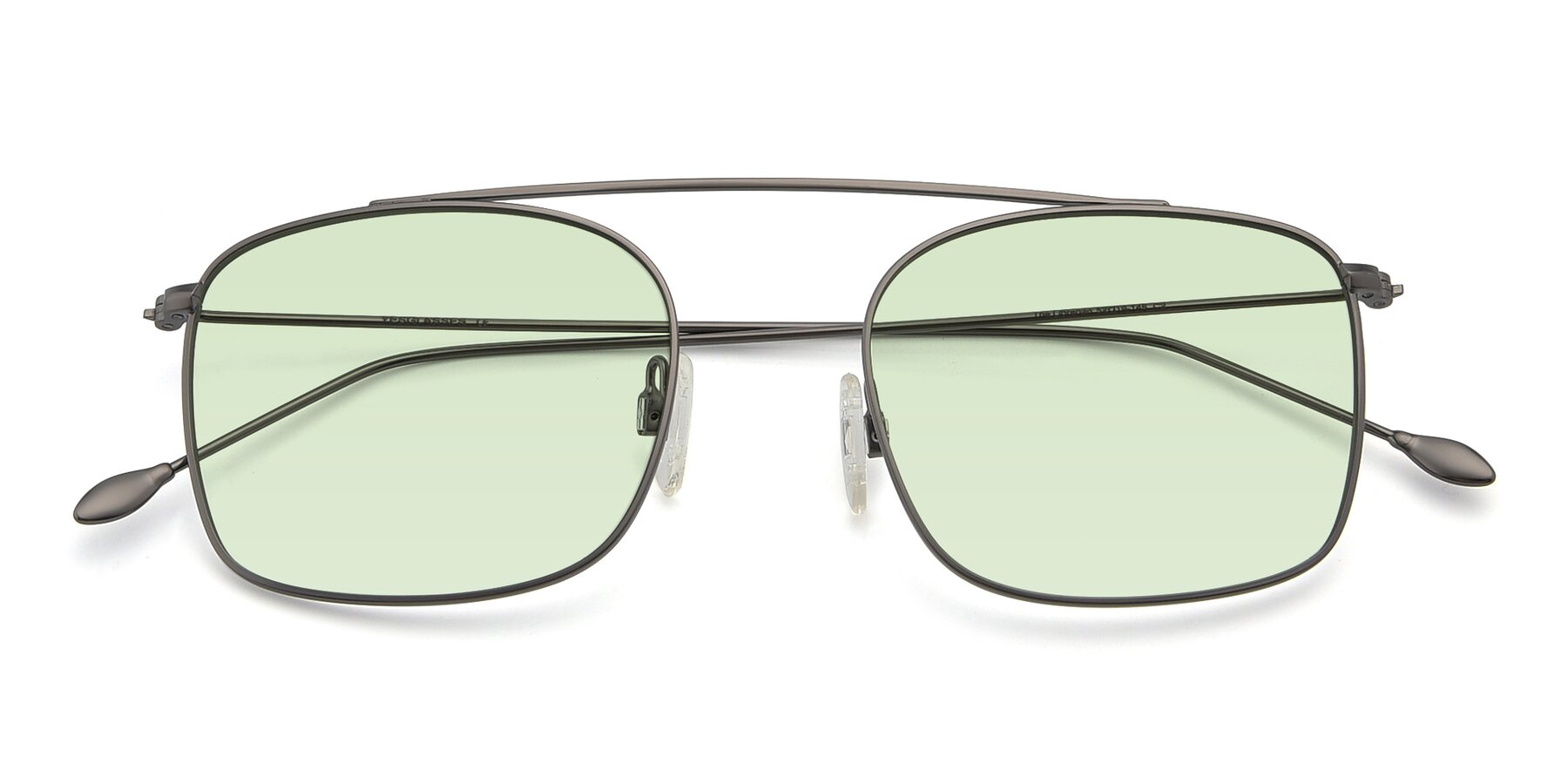 Folded Front of The Librarian in Gunmetal with Light Green Tinted Lenses
