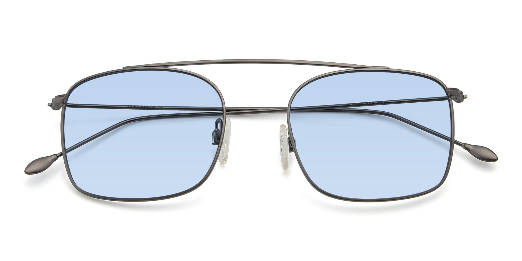 Folded Front of The Librarian in Gunmetal with Light Blue Tinted Lenses