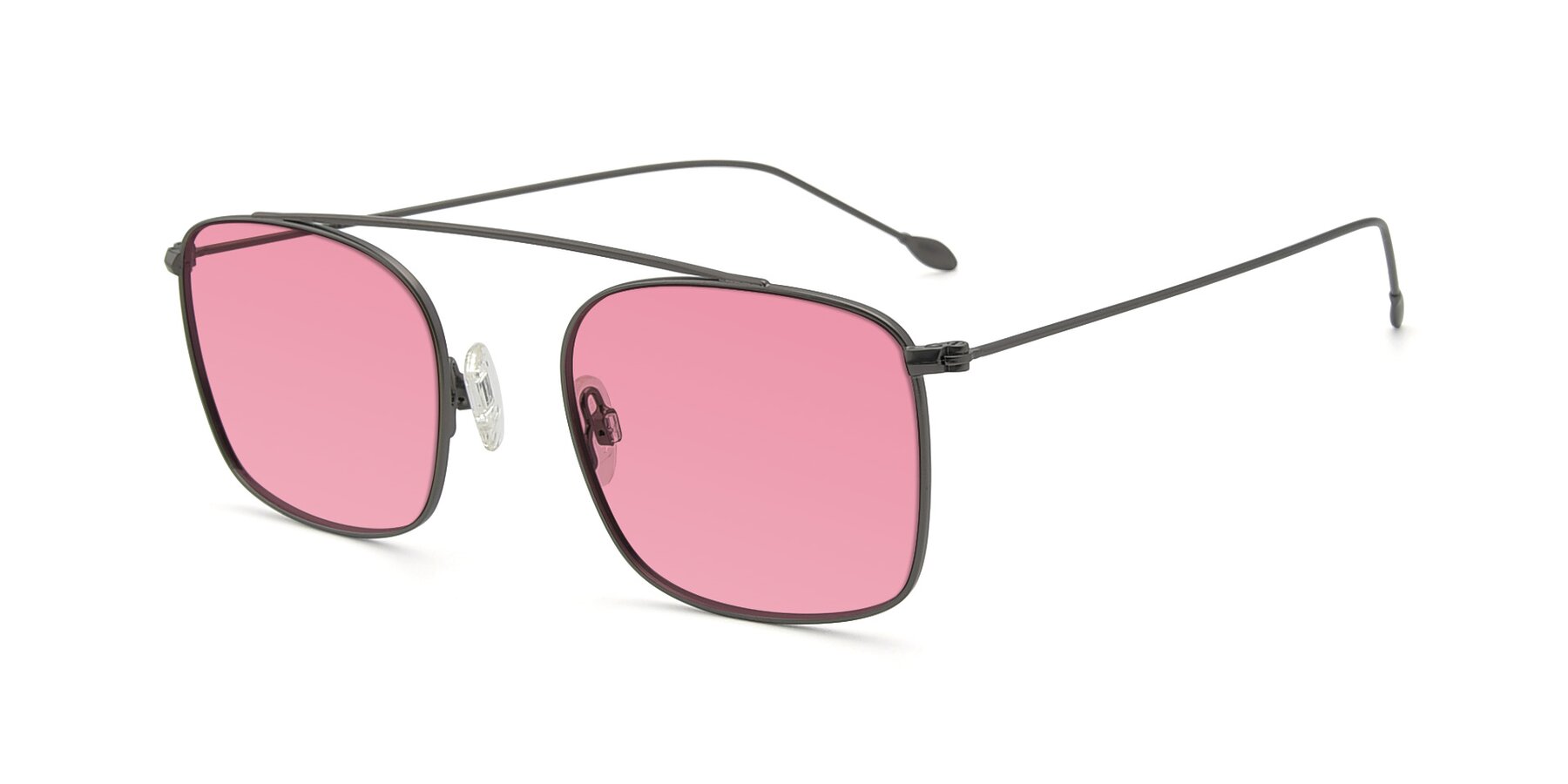 Angle of The Librarian in Gunmetal with Pink Tinted Lenses