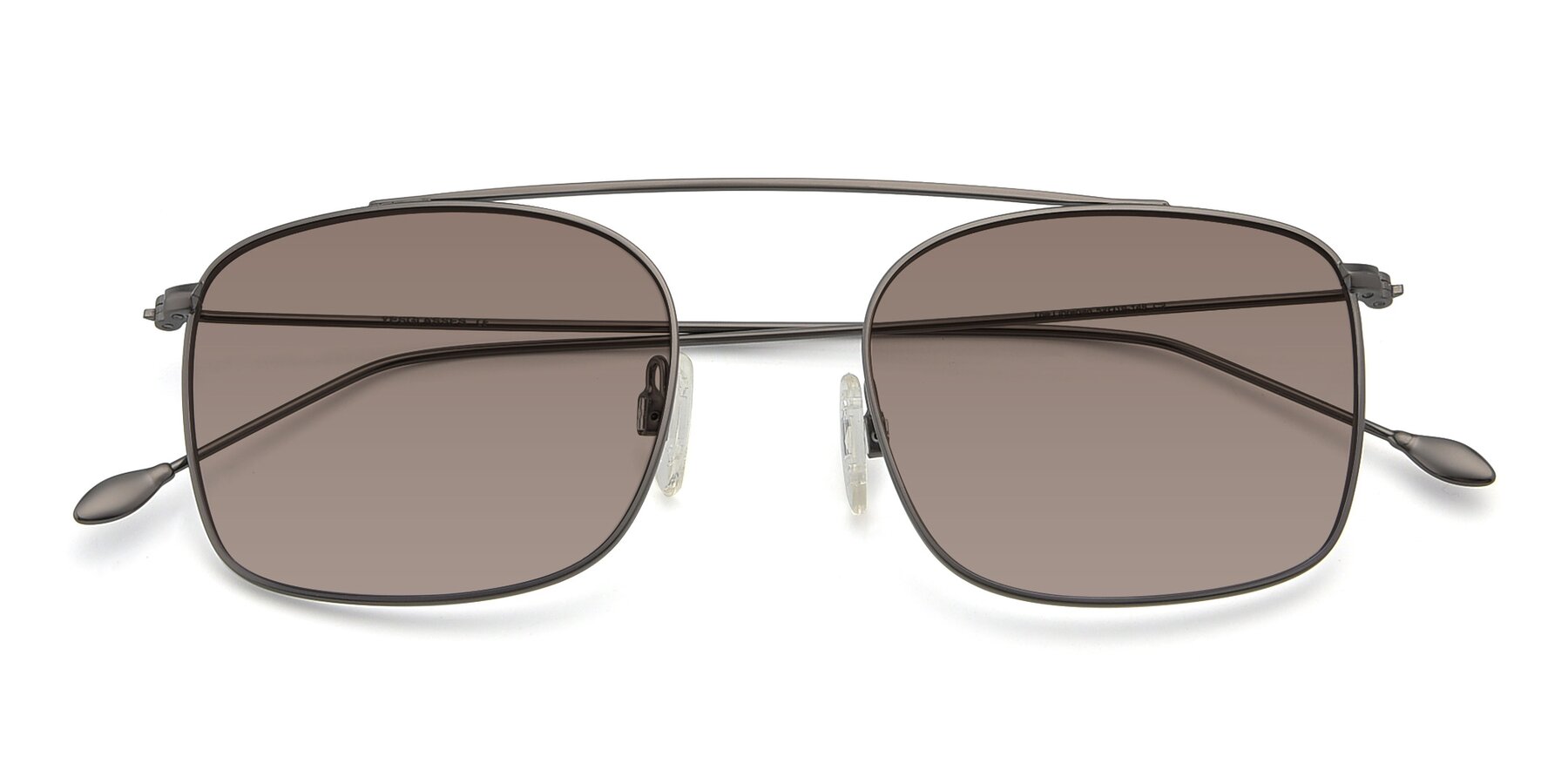 Folded Front of The Librarian in Gunmetal with Medium Brown Tinted Lenses