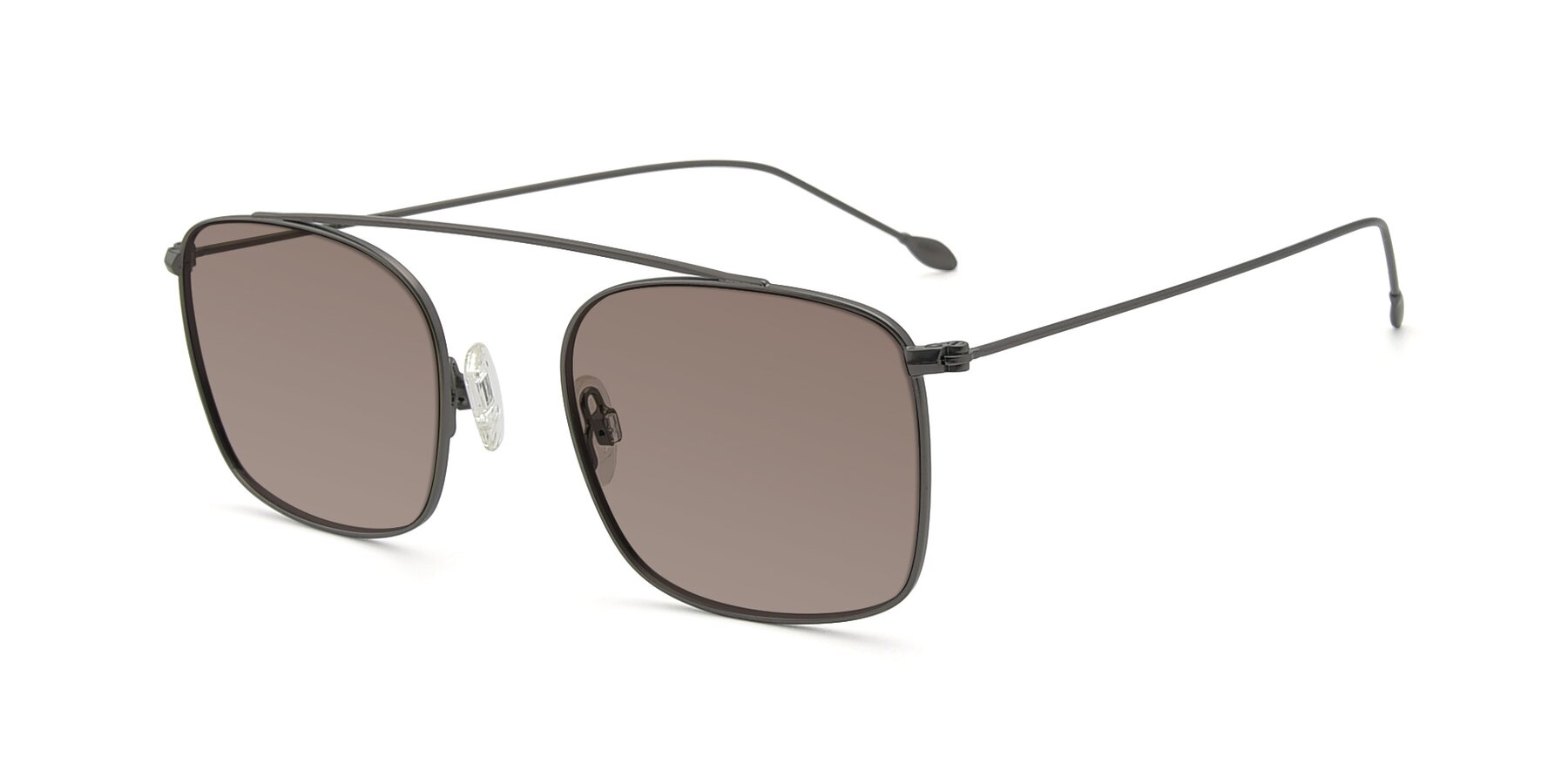 Angle of The Librarian in Gunmetal with Medium Brown Tinted Lenses